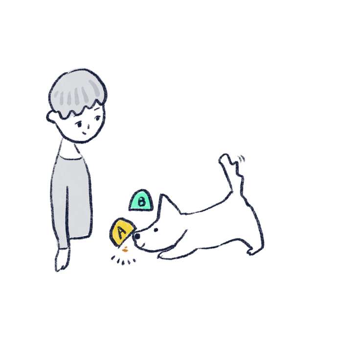 人和狗狗玩遊戲的插圖